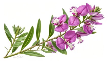 Myrtle-leaf milkwort, polygala myrtifolia, flowers isolated on white, clipping paths