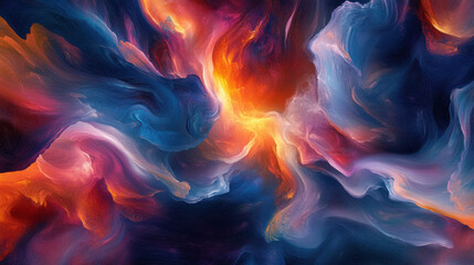 Fototapeta premium A vibrant tapestry of swirling colors and glowing shapes, a symphony of digital innovation, where artificial intelligence and generative art intertwine, a testament to the limitless potential 