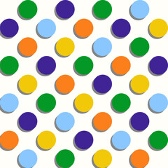 Vibrant seamless pattern of colorful circles, ideal for modern and luxury textiles, wallpapers, and creative designs. High quality vector illustration with a playful feel