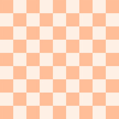Seamless peach fuzz checkered grid pattern in Memphis style. Geometric vector design for backgrounds and wallpapers. Modern, hipster, and minimal aesthetics with flag elements