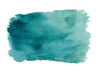 Watercolor painting of a teal rectangle with beautiful textures and varying shades of teal.