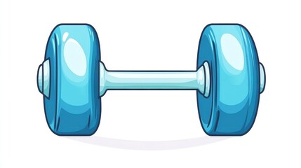 Obraz premium Light blue dumbbell, fitness, workout, gym, exercise, isolated, white background, health