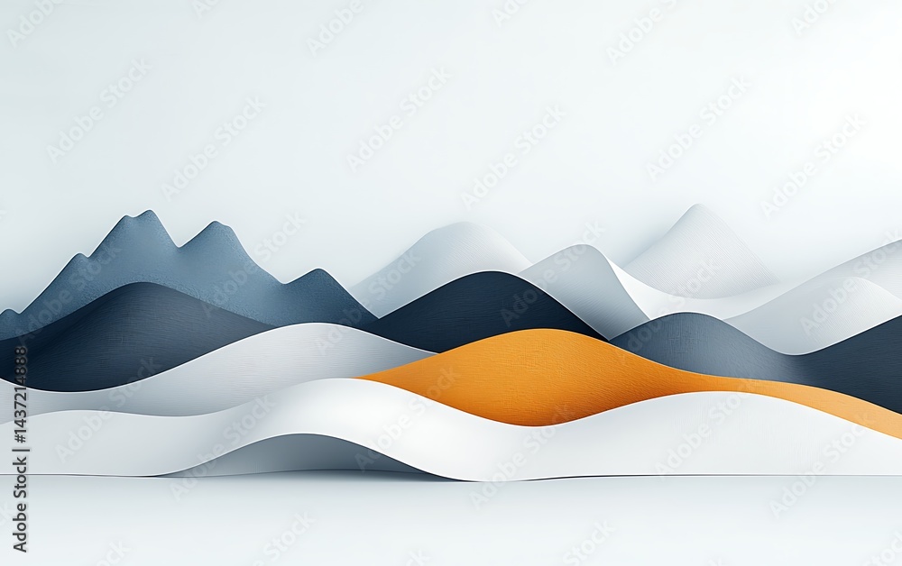 Poster abstract landscape design with layered wavy forms in various colors