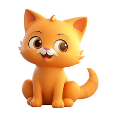 3D Orange Cat Character &ndash; Cute Pet Avatar Render on Transparent Background