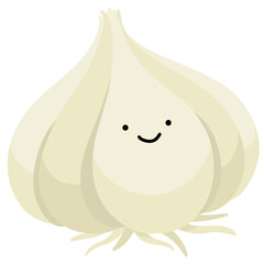 Cute Smiling Garlic Cartoon - Fun Food Illustration