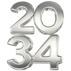 Number 2034 Silver 3D Rendering