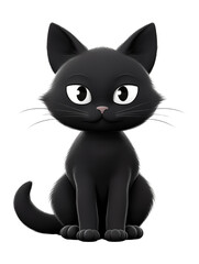 3D black Cat Character &ndash; Cute Pet Avatar Render on Transparent Background