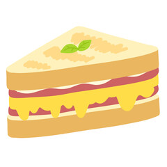 Delicious Sandwich Vector Illustration – Flat Style Layered Ham and Cheese Sandwich