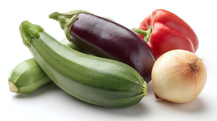 Fresh Vegetables: Zucchini, Eggplant, Bell Pepper, and Onion