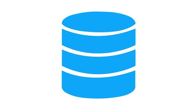 Database icon animation on white Background.Containing data base icon.