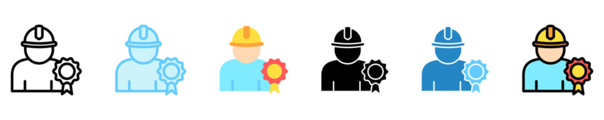 Badge multi style, mini illustration icon. use for modern concept, print, UI, UX kit, web and app development. Vector EPS 10, related to labor day, industry, worker.