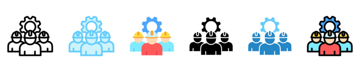 Community multi style, mini illustration icon. use for modern concept, print, UI, UX kit, web and app development. Vector EPS 10, related to labor day, industry, worker.