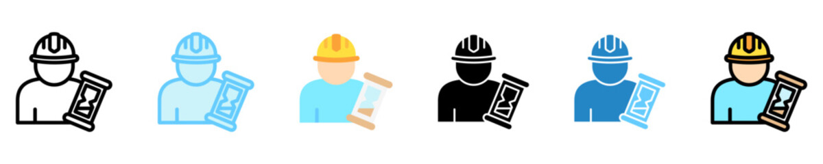 Clock multi style, mini illustration icon. use for modern concept, print, UI, UX kit, web and app development. Vector EPS 10, related to labor day, industry, worker.