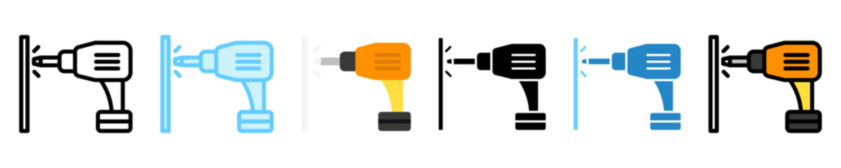 Drill multi style, mini illustration icon. use for modern concept, print, UI, UX kit, web and app development. Vector EPS 10, related to labor day, industry, worker.