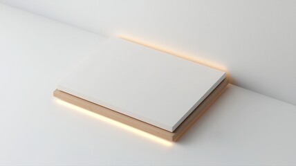 Minimalist White Platform with Glowing Edges in White Corner minimalism platform white corner modern