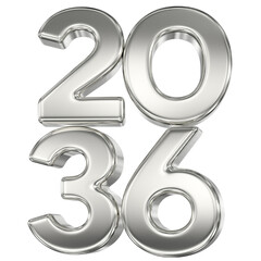 Number 2036 Silver 3D Rendering