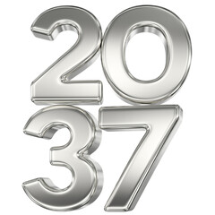 Number 2037 Silver 3D Rendering