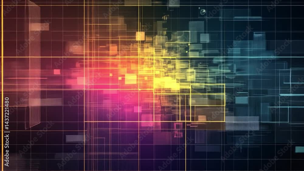 Poster digital abstract background vibrant colors and geometric patterns showcasing technology and innovati