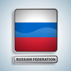Russian Federation flag square button Isolated on color gradient background. Exclusive Icon flag