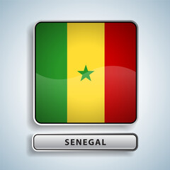Senegal flag square button Isolated on color gradient background. Exclusive Icon flag