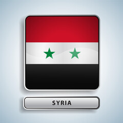Syria flag square button Isolated on color gradient background. Exclusive Icon flag