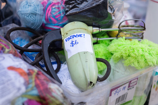 various items at a country market bric a brac stall
