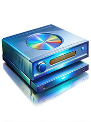 Fototapeta premium Highly rendered illustration of a blue CD player on a white surface