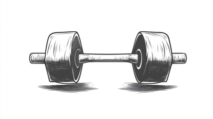 Fototapeta premium Hand-drawn barbell illustration, fitness, workout, gym, isolated on white, for fitness website