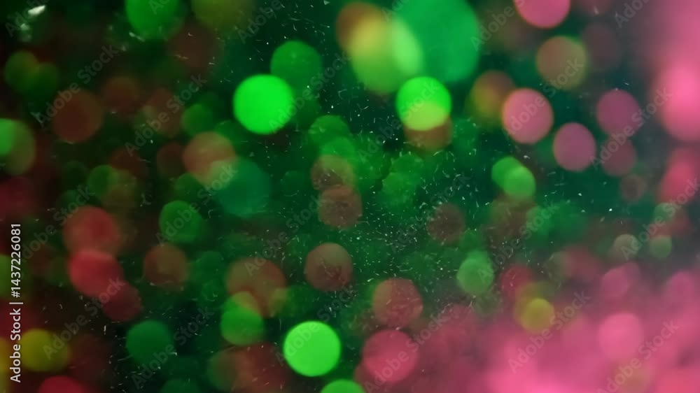 Poster vivid green and pink bokeh background with subtle particle movement