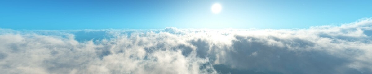 Obraz premium Clouds from above, panorama of cloud cover, 3d rendering