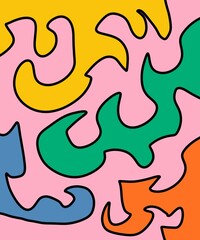 Hand Drawing Illustration Abstract Shape Retro Background Vintage