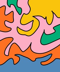 Hand Drawing Illustration Abstract Shape Retro Background Vintage