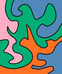 Hand Drawing Illustration Abstract Shape Retro Background Vintage