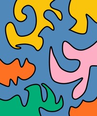 Hand Drawing Illustration Abstract Shape Retro Background Vintage