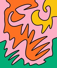 Hand Drawing Illustration Abstract Shape Retro Background Vintage