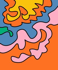 Hand Drawing Illustration Abstract Shape Retro Background Vintage