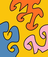 Hand Drawing Illustration Abstract Shape Retro Background Vintage