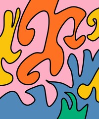 Hand Drawing Illustration Abstract Shape Retro Background Vintage