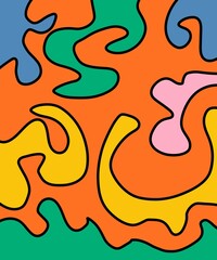 Hand Drawing Illustration Abstract Shape Retro Background Vintage