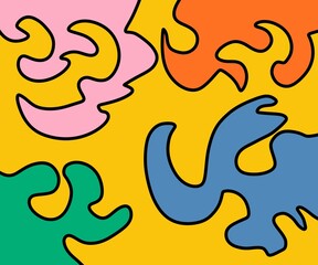 Hand Drawing Illustration Abstract Shape Retro Background Vintage