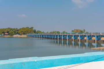 Kallanai also called Grand Anicut, it is an ancient dam built by Karikala of Chola dynasty in 150 CE. It was built across the Kaveri river flowing from Tiruchirapalli to Thanjavur district, Tamil Nadu