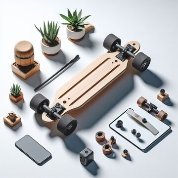 Folding Mountainboard minimalist white background