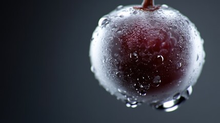 Close-up of a chilled berry with water droplets