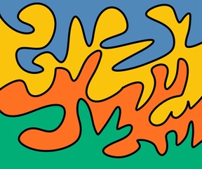 Hand Drawing Illustration Abstract Shape Retro Background Vintage