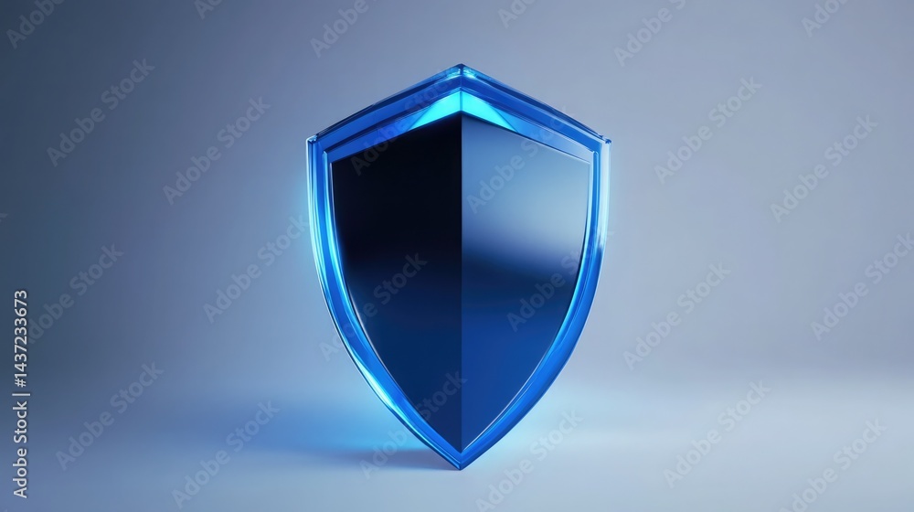 Poster a dynamic 3d blue lock shield for symbolizing encryption and safety