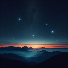 Zodiacal Light silhouetting distant peaks