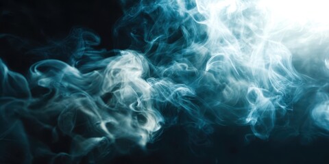 A blue smoke cloud with a white light shining on it
