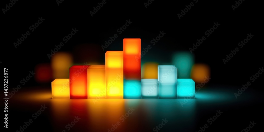 Poster A colorful display of cubes with a black background