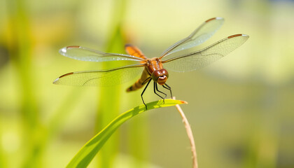 Close-Up of a Dragonfly on a Leaf