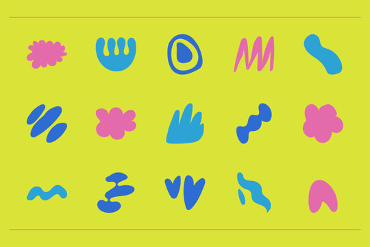 Colourful Organic Shapes Collection on Dark Background / Funky Contemporary Graphic Shapes.